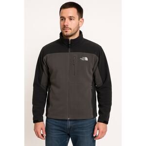 North Face Men’s Softshell Fleece Jacket Gray Black 2010s Size Large